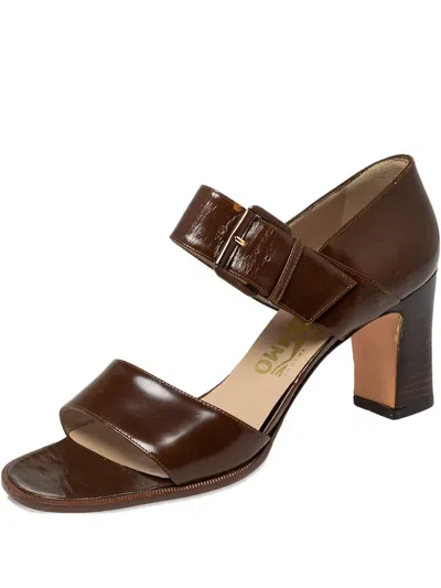 Pre-owned Ferragamo Leather Buckle Sandals In Brown