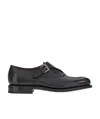 Ferragamo Leather Buckled Monkstrap Shoes In Black