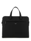 Ferragamo Structured Leather Business Bag In Black