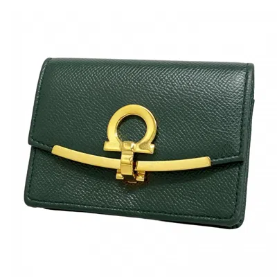 Pre-owned Ferragamo Leather Business Card Case () In Green