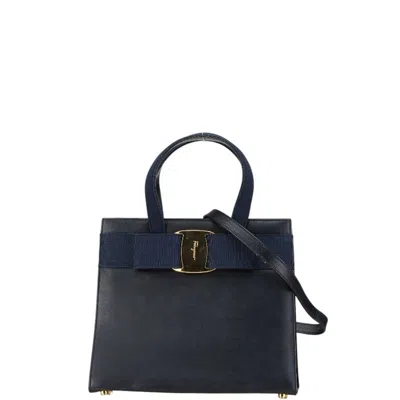 Pre-owned Ferragamo Leather Canvas Handbag Shoulder Bag ()