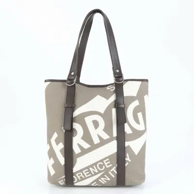 Pre-owned Ferragamo Leather Canvas Handbag Shoulder Bag () In Multi