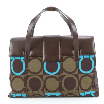 Pre-owned Ferragamo Leather Canvas Handbag Shoulder Bag () In Multi