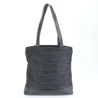 Pre-owned Ferragamo Leather Canvas Shoulder Bag () In Black
