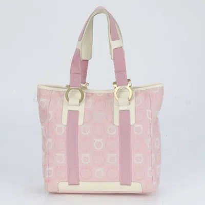 Pre-owned Ferragamo Leather Canvas Shoulder Bag () In Pink