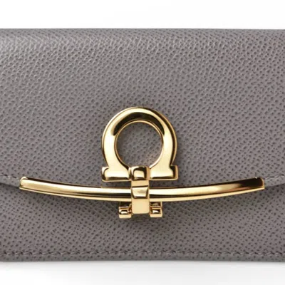 Pre-owned Ferragamo Leather Card Case () In Gray