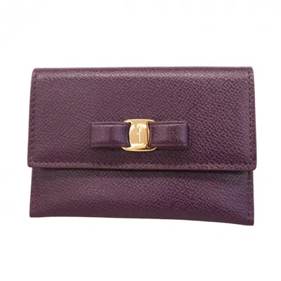 Pre-owned Ferragamo Leather Card Case () In Purple