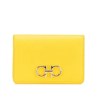 Pre-owned Ferragamo Leather Card Case () In Yellow
