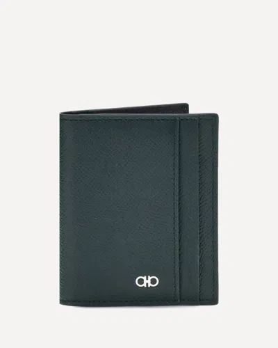 Ferragamo Leather Card Holder In Black
