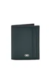 Ferragamo Leather Card Holder In Green