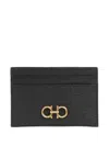 Ferragamo Gancini Leather Cardholder In Black