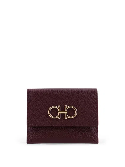 Ferragamo Leather Card Holder In Black