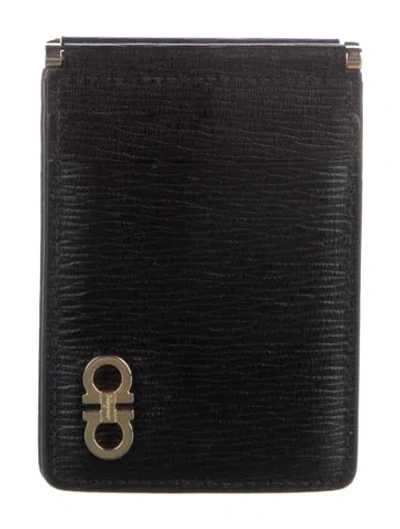 Pre-owned Ferragamo Leather Card Holder In Black