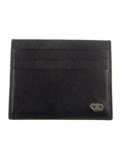 Pre-owned Ferragamo Leather Card Holder In Black