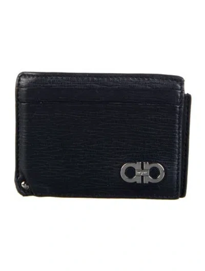 Pre-owned Ferragamo Leather Card Holder In Black