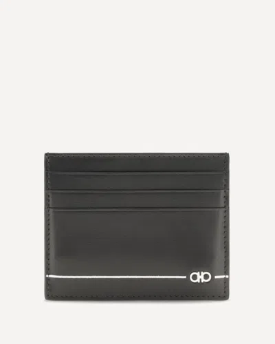 Ferragamo Leather Card Holder In Black