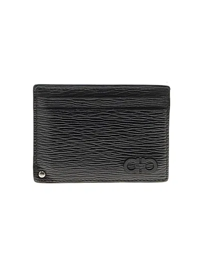 Pre-owned Ferragamo Leather Card Holder In Black