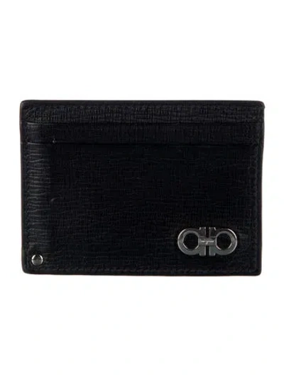 Pre-owned Ferragamo Leather Card Holder In Black