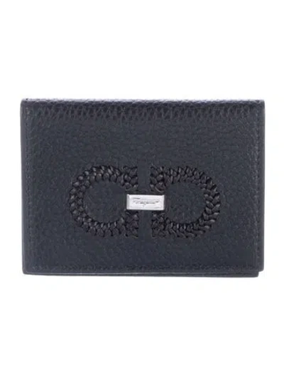 Pre-owned Ferragamo Leather Card Holder In Black