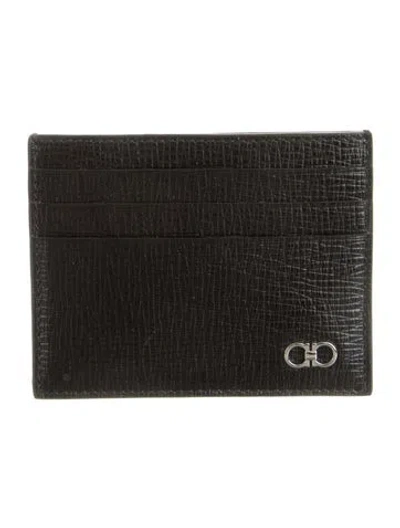 Pre-owned Ferragamo Leather Card Holder In Black