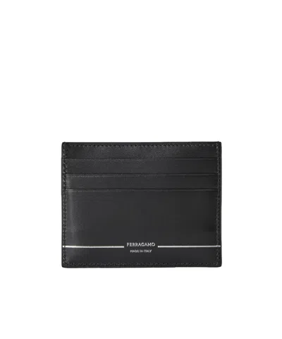 Ferragamo Leather Card Holder In Black