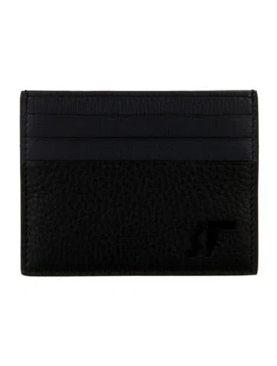 Pre-owned Ferragamo Leather Card Holder In Black