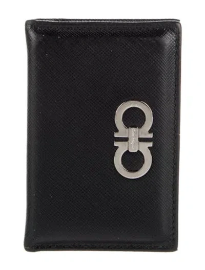 Pre-owned Ferragamo Leather Card Holder In Black