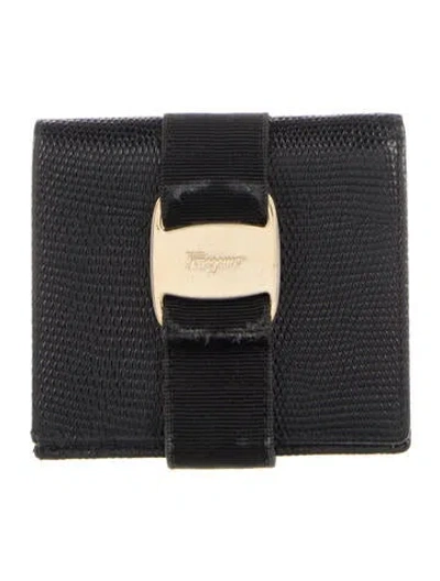 Pre-owned Ferragamo Leather Card Holder In Black