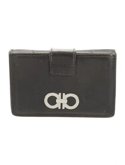 Pre-owned Ferragamo Leather Card Holder In Black