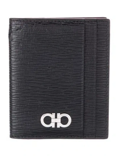 Pre-owned Ferragamo Leather Card Holder In Black