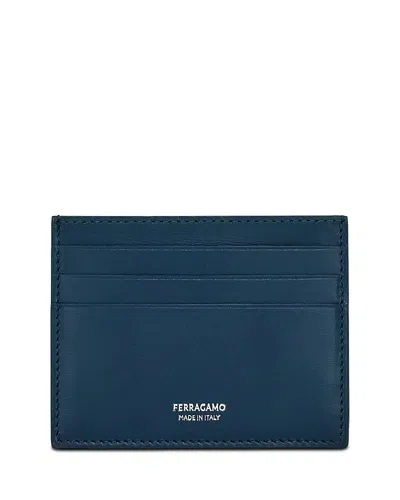 Ferragamo Leather Card Holder In Blue