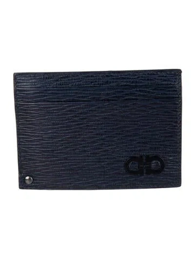 Pre-owned Ferragamo Leather Card Holder In Blue