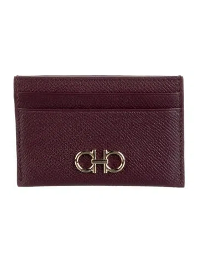 Pre-owned Ferragamo Leather Card Holder In Burgundy