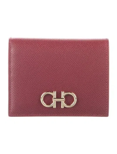 Pre-owned Ferragamo Leather Card Holder In Burgundy