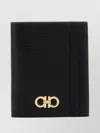 Ferragamo Leather Card Holder Gold-tone Hardware In Black
