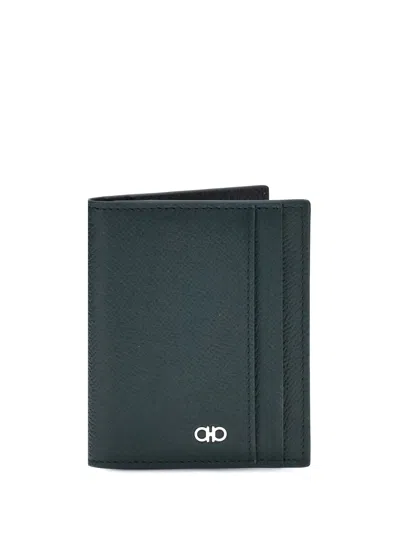 Ferragamo Leather Card Holder In Black
