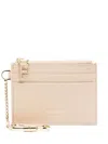 Ferragamo Leather Cardholder With Key-chain In Neutrals