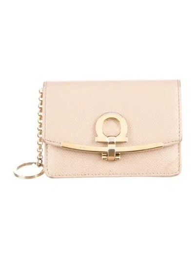 Pre-owned Ferragamo Leather Card Holder In Neutrals