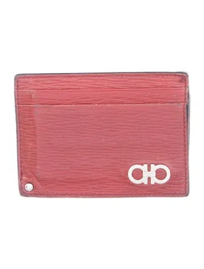 Pre-owned Ferragamo Leather Card Holder In Red