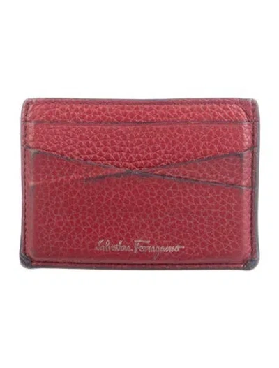 Pre-owned Ferragamo Leather Card Holder In Red
