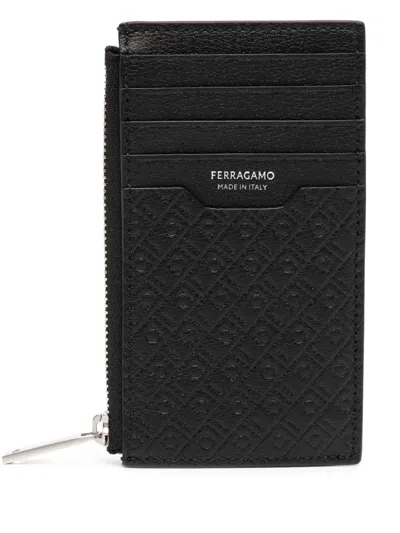 Ferragamo Leather Cardholder In Black