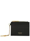 Ferragamo Hot Stamp Zip Leather Card Holder In Black