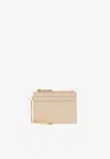 Ferragamo Leather Cardholder With Key-chain In Beige