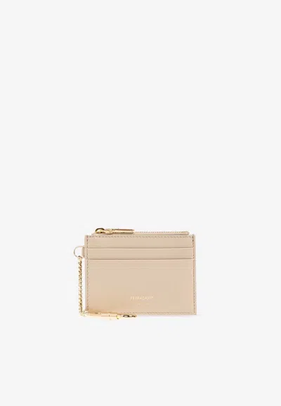 FERRAGAMO LEATHER CARDHOLDER WITH KEY-CHAIN