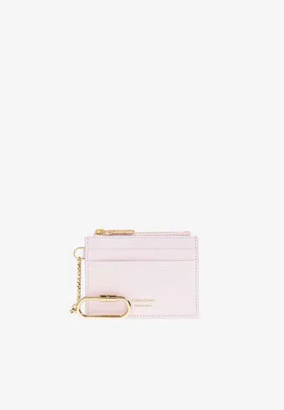 FERRAGAMO LEATHER CARDHOLDER WITH KEY CHAIN