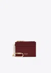 Ferragamo Leather Cardholder With Key-ring In Bordeaux