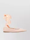 Ferragamo Carice Satin-trimmed Leather Ballet Flats In Pink