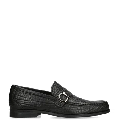 Ferragamo Leather Caspian Loafers In Black