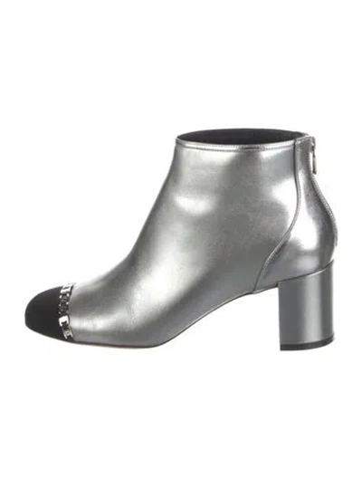 Pre-owned Ferragamo Leather Chain-link Accents Boots