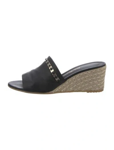 Pre-owned Ferragamo Leather Chain-link Accents Espadrilles In Black